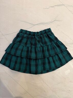 Cat & Jack Tiered Green and Black Plaid Skirt